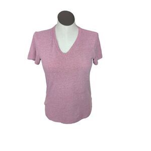 Carhartt Women's Heathered Pink Size M Relaxed Fit Tee Shirt Pink V Neck Short S